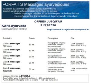 Forfaits massages ayurvédiques